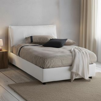 Talamo Italia Dmora - Cama De Plaza Y Media Dbegi, Cama Contenedor Con Revestimiento De Tela, 100% Made In Italy, Apertura Frontal, Adecuado Para Colch&oacute;n 120x200 Cm