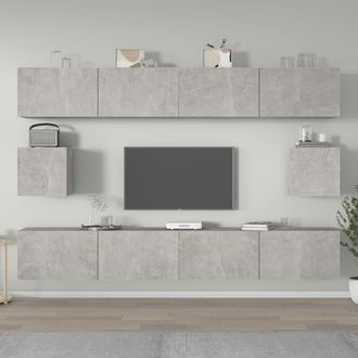 vidaXL Vidaxl - Set De Muebles De Tv 6 Pzas Madera Contrachapada Gris Hormig&oacute;n