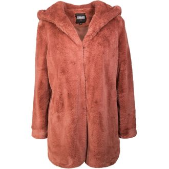 Urban Classics Dames/Dames Teddy Fleece Mantel met Capuchon (Donkere Roos)