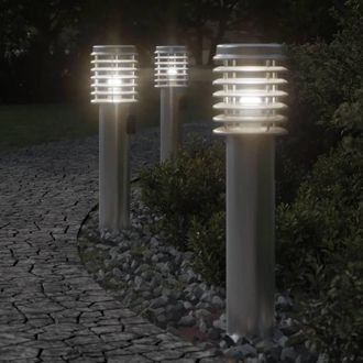 Berkfield Home Outdoor Floor Lamps with Outlet 3pcs Silver 60 cm Stainless Steel