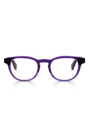 Eyebobs Clearly 46mm Round Blue Light Blocking Glasses in Electric Purple Crystal at Nordstrom, Size +0.00