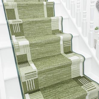 Runrug Stair Runner Carpet - Soft & Comfortable, 8mm - Montana in Green | Size: 100 cm x 450 cm