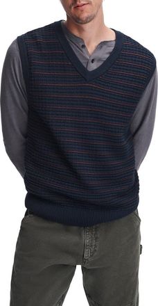 Rag & Bone Aaron Stripe V-Neck Vest in Navy at Nordstrom, Size Xx-Large