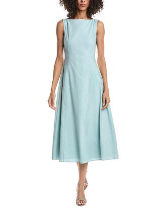 Theory Sleeveless Boatneck Linen-Blend Dress