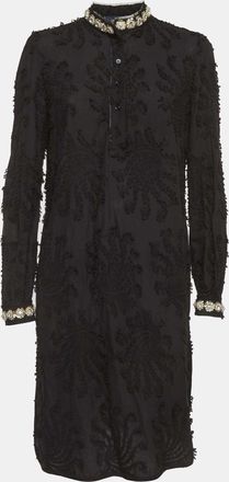 Roberto Cavalli Black Cotton Embellished Mini Dress