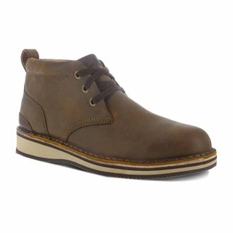 Rockport Mens Prestige Point Work Safety Toe Lace-Up Chukka Boots In Brown