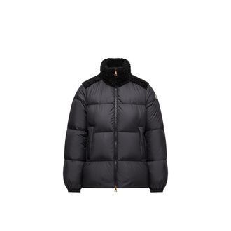 Moncler Moncler Esnaie Teddy-trimmed Short Down Jacket, Women, Black, Size: 00