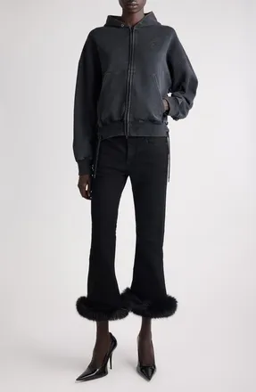 Balenciaga Loop Sports Icon Logo Lace-Up Dry Fleece Full Zip Hoodie in 1041 Faded Washed Black at Nordstrom, Size Medium