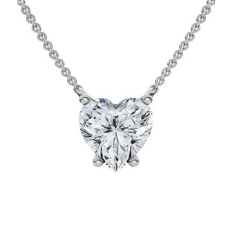 Pompeii3 1Ct Heart Shape Diamond Solitaire Diamond Pendant 14k Gold Necklace Lab Grown