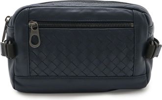 Bottega Veneta Intrecciato Navy Leather Sling Bag (Pre-Owned)