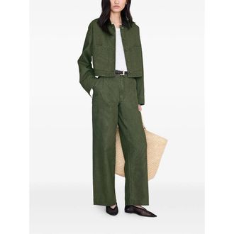 Anine Bing Cropped Cotton Jacket - Green