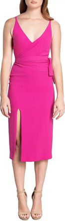 Dress The Population Kiara Crepe Midi Dress In Bright Fushia