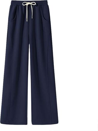 Generic Summer Wide Leg Sweatpants for Women Comfy Lightweight Straight Leg Pants Baggy Low Waisted Running Lounge Trousers with Pockets Casual Elastic Drawst