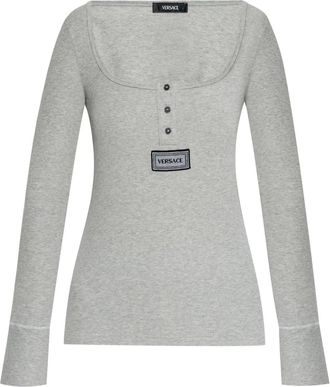 Versace T-shirt in maglia a coste - Grigio