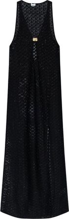 Ganni openwork beach maxi dress - women - Elastane/Recycled Nylon - 42 - Black