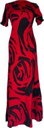 Diane Von F&uuml;rstenberg Walker Printed Satin Maxi Dress in Red Rayon