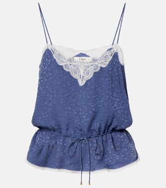 Chlo&eacute; Chlo&eacute; Lace-trimmed silk jacquard camisole