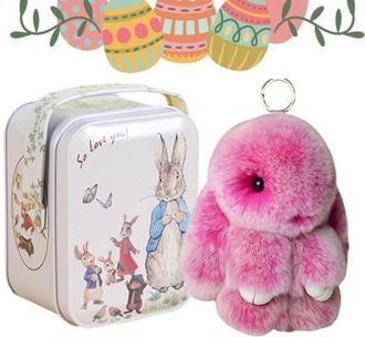 Generic Bunnylu-lu Keychain, Bunny-Lulu Keyring In A Tin, 15cm Rabbit Pendant Keychain, Christmas Bunny Keychain, Cute Hangable Bunny Animal Ornament for Back