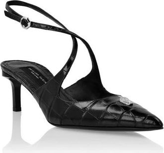 Philipp Plein Slingbacks Crossing Crocco Print Women in Black at Nordstrom, Size 36