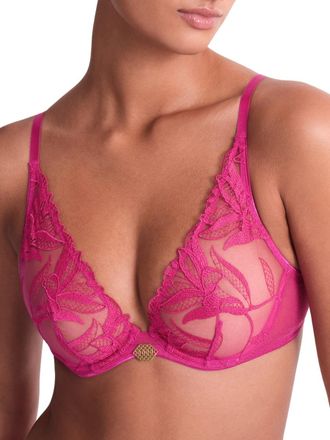 Aubade Womens Sweet Euphoria Triangle Plunge Bra - Pink Polyamide - Size 32F