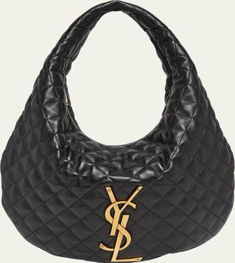 Saint Laurent Icare YSL Quilted Nappa Leather Hobo Bag