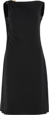 Versace Kleedjes, Dames, Zwart, S, Mini-jurk met uitlopende zoom en veiligheidsspeld