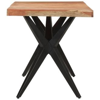 Berkfield Home Beautiful Dining Table Black 140x70x76 cm Solid Wood Acacia | Size: 140 x 70 x 76 cm