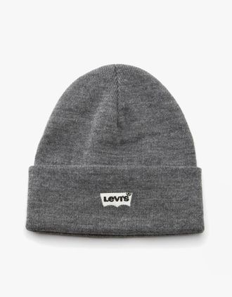 Levi's Mens BATWING EMBROIDERED SLOUCHY BEANIE Mens Regular Grey - Size: ONE-SIZE