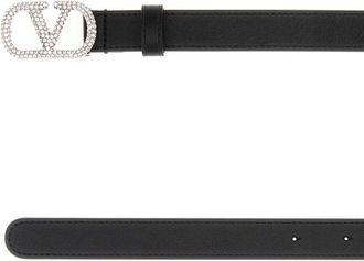 Valentino Garavani Womens Vlogo Belt Black Leather
