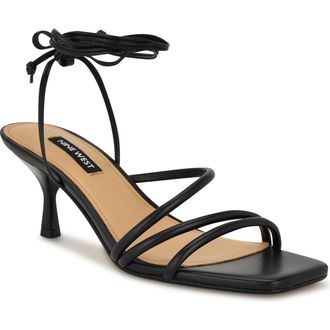 Nine West Hendy Ankle Wrap Sandal in Black at Nordstrom Rack, Size 7.5