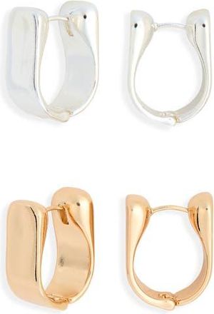 Leith 2-Pack Tulip Hoop Earrings in Gold- Silver at Nordstrom Rack
