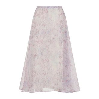 Alberta Ferretti Midi Skirts, female, Multicolor, 2XS, Printed Organza Midi Skirt