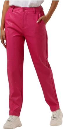 ALIX The Label Logo Fo Lederen Broek - Dames - Straight fit broeken - Roze - M - Leer - Broeken