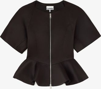 Ganni Blouse in Black Satin - Size 8/10