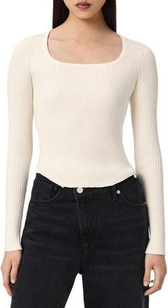 AllSaints Cruz Hera Rib Sweater in Chalk White at Nordstrom, Size X-Small