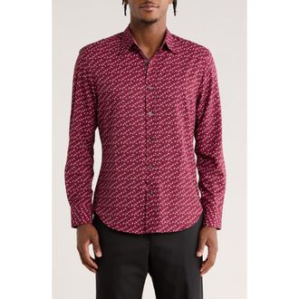 ConStruct Paisley Print Slim Fit Stretch Button-Up Shirt in Red/Black at Nordstrom Rack, Size Xx-Large