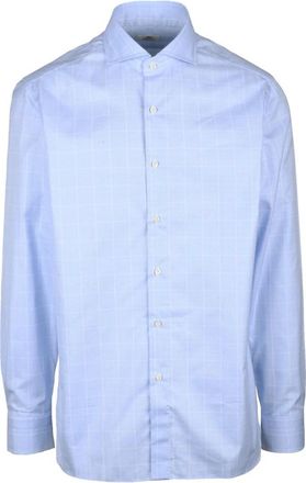 LUIGI BORRELLI NAPOLI Overhemd - Heren - Casual Overhemden - Blauw - XL - Katoen - Overhemden