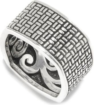 Samuel B. Imperial Mens Silver Boxstitch Square Ring