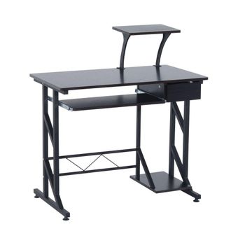 Carter's Compact Computer Desk Sliding Keyboard Tray Drawer Host Box Shelf Home Office Workstation Executive Wooden PC Table Storage-Walnut - CARTER | TJ Hugh