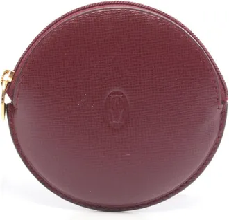 Cartier Bordeaux Leather Coin Purse/Coin Case (Pre-Owned)