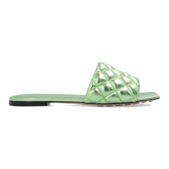 Bottega Veneta Schoenen, Dames, Groen, 36 1/2 EU, Leer, Gewatteerde Sandalen