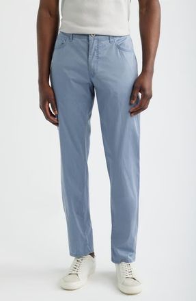 Brax Cadiz Ultralight Straight Leg Stretch Cotton Pants in Smoke Blue at Nordstrom, Size 42 X 34