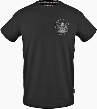 Aquascutum Mens Regular Fit Crew Neck Short Sleeve T-Shirt - Black - Size: 2X large