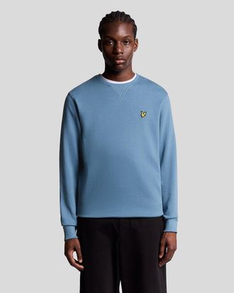 Lyle & Scott Mens Cotton Crew Neck Sweatshirt - Blue - Size X-Large