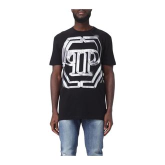 Philipp Plein T-Shirts, male, Black, Size: XL Crystal Logo Short Sleeve Tee