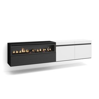 Skraut Home Skraut Home - Mueble Tv, Televisi&oacute;n, Muebles De Sal&oacute;n, Almacenaje, 200x45x35cm, Para Tv Hasta 80, Chimenea El&eacute;ctrica, Colgado, Suspendido, Estilo Mode