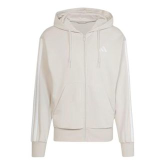 adidas Essentials 3-Stripes French Terry Full-Zip Jacket Beige JE6340