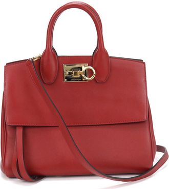 Ferragamo Red Color Leather Tote Bag (Pre-Owned)
