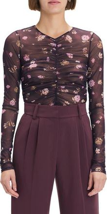 Favorite Daughter Ruched Sheer Stretch Mesh Top in Whimsical Monet at Nordstrom, Size X-Small