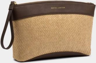 Katie Loxton Wristlet Raffia Clutch In Bitter Chocolate